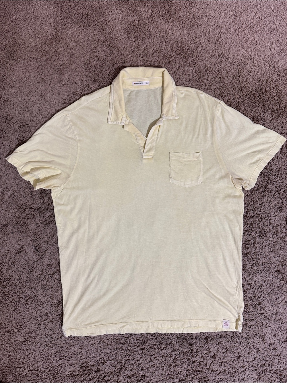Marine Layer Soft Polo Shirt Chest Pocket Pale Yellow Mens M/L Casual Resortwear